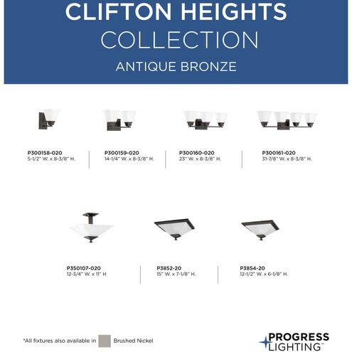 Clifton Heights 3 Light 23 inch Antique Bronze Bath Vanity Wall Light
